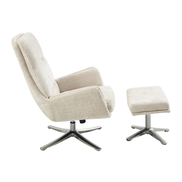 OakvillePark Windmere Chenille Swivel Chair with Ottoman