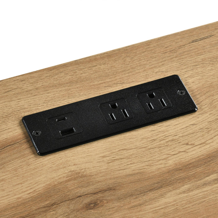 OakvillePark Avenshire Rectangle 1 Drawer Writing Desk with Built-in power outlet and USB Charging Port