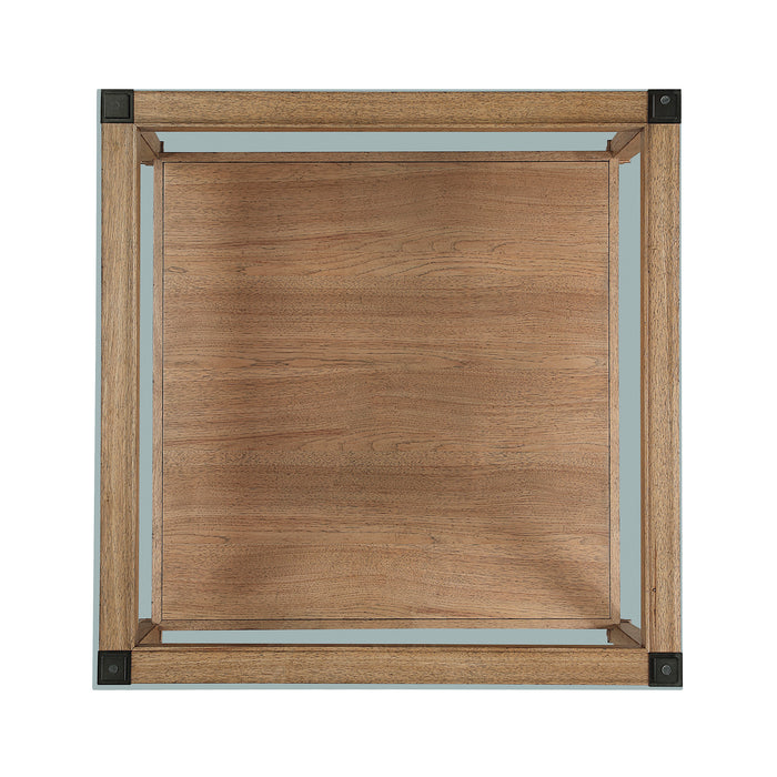OakvillePark Velor Wood End Table with Clear Tempered Glass Tabletop