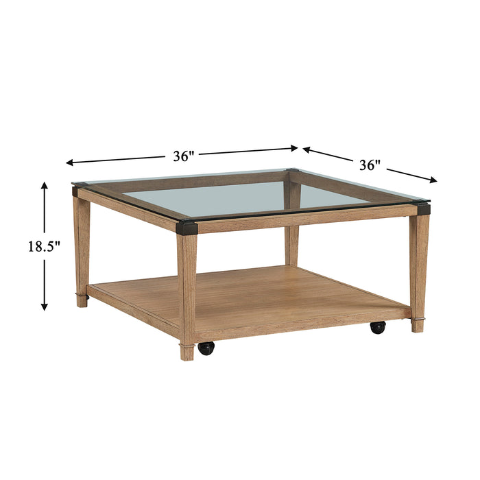 OakvillePark Velor Coffee Table with Clear Tempered Glass Tabletop