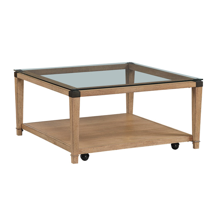OakvillePark Velor Coffee Table with Clear Tempered Glass Tabletop