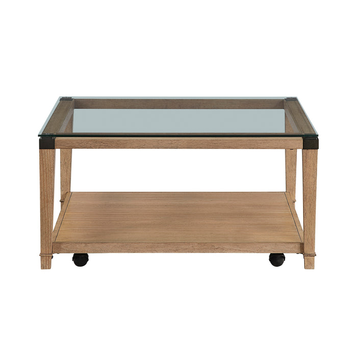 OakvillePark Velor Coffee Table with Clear Tempered Glass Tabletop