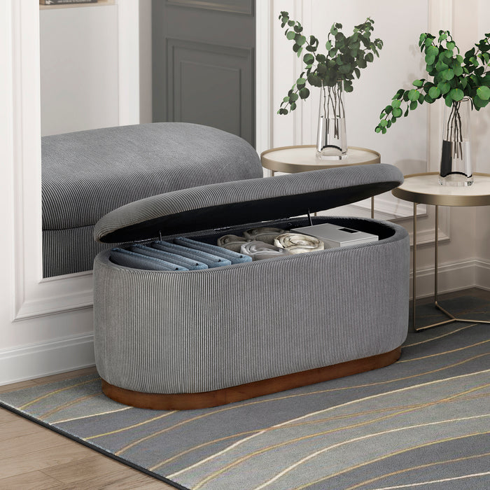 OakvillePark Lornwell Corduroy Fabric Lift Top Storage Bench