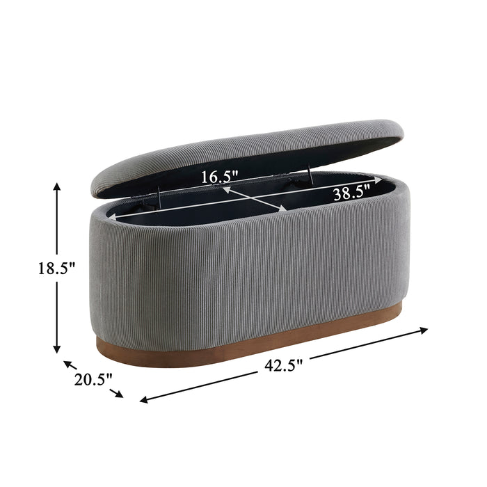 OakvillePark Lornwell Corduroy Fabric Lift Top Storage Bench