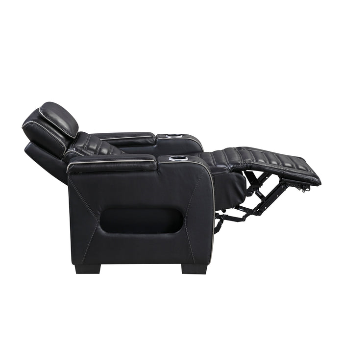 OakvillePark Elantra Leather Power Recliner with Power Headrest, Cup holder, Storage Arms(Top and Side), Air Massage, Heat, LED Lighting and Charging Ports