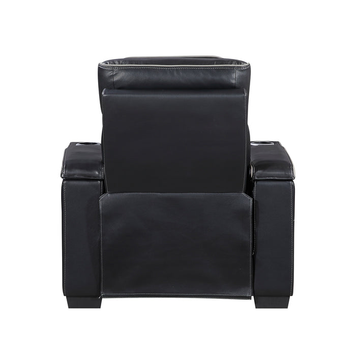 OakvillePark Elantra Leather Power Recliner with Power Headrest, Cup holder, Storage Arms(Top and Side), Air Massage, Heat, LED Lighting and Charging Ports