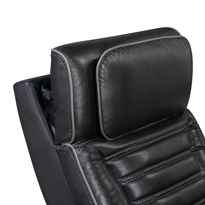OakvillePark Elantra Leather Power Recliner with Power Headrest, Cup holder, Storage Arms(Top and Side), Air Massage, Heat, LED Lighting and Charging Ports