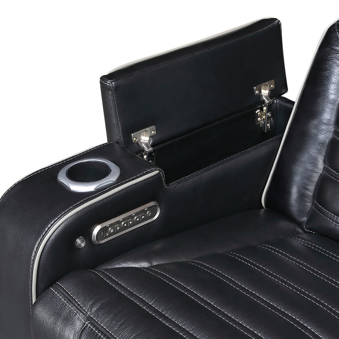 OakvillePark Elantra Leather Power Recliner with Power Headrest, Cup holder, Storage Arms(Top and Side), Air Massage, Heat, LED Lighting and Charging Ports