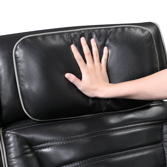 OakvillePark Elantra Leather Power Recliner with Power Headrest, Cup holder, Storage Arms(Top and Side), Air Massage, Heat, LED Lighting and Charging Ports