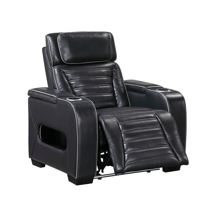 OakvillePark Elantra Leather Power Recliner with Power Headrest, Cup holder, Storage Arms(Top and Side), Air Massage, Heat, LED Lighting and Charging Ports