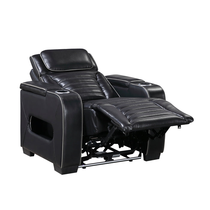 OakvillePark Elantra Leather Power Recliner with Power Headrest, Cup holder, Storage Arms(Top and Side), Air Massage, Heat, LED Lighting and Charging Ports
