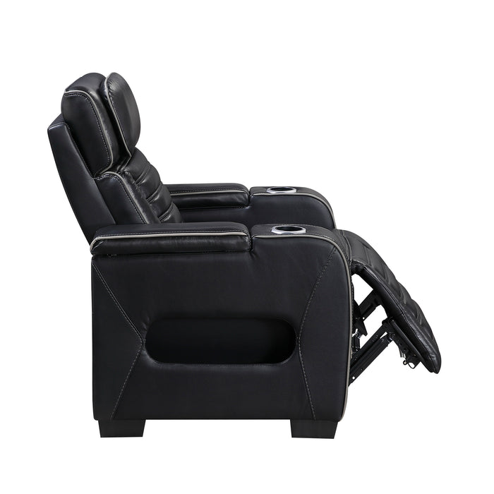 OakvillePark Elantra Leather Power Recliner with Power Headrest, Cup holder, Storage Arms(Top and Side), Air Massage, Heat, LED Lighting and Charging Ports