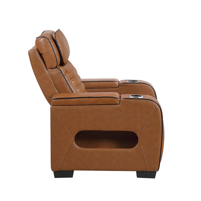 OakvillePark Elantra Leather Power Recliner with Power Headrest, Cup holder, Storage Arms(Top and Side), Air Massage, Heat, LED Lighting and Charging Ports