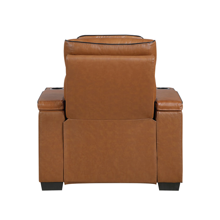 OakvillePark Elantra Leather Power Recliner with Power Headrest, Cup holder, Storage Arms(Top and Side), Air Massage, Heat, LED Lighting and Charging Ports