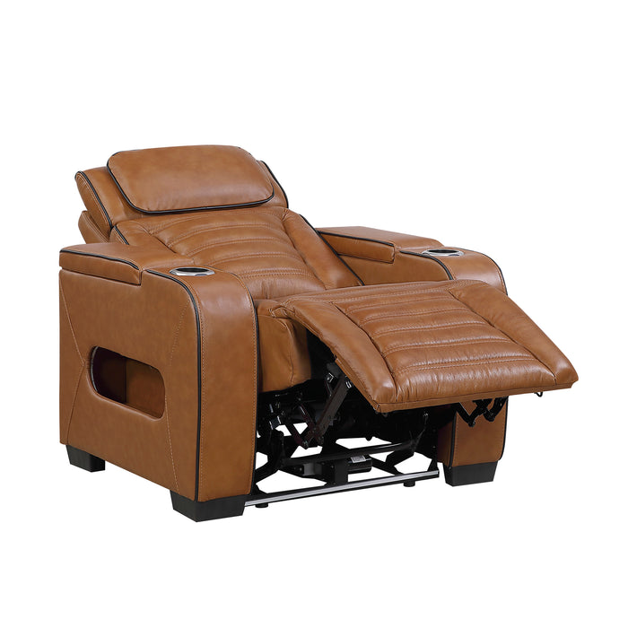 OakvillePark Elantra Leather Power Recliner with Power Headrest, Cup holder, Storage Arms(Top and Side), Air Massage, Heat, LED Lighting and Charging Ports