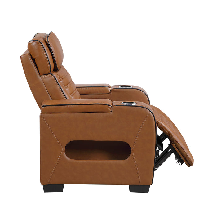OakvillePark Elantra Leather Power Recliner with Power Headrest, Cup holder, Storage Arms(Top and Side), Air Massage, Heat, LED Lighting and Charging Ports