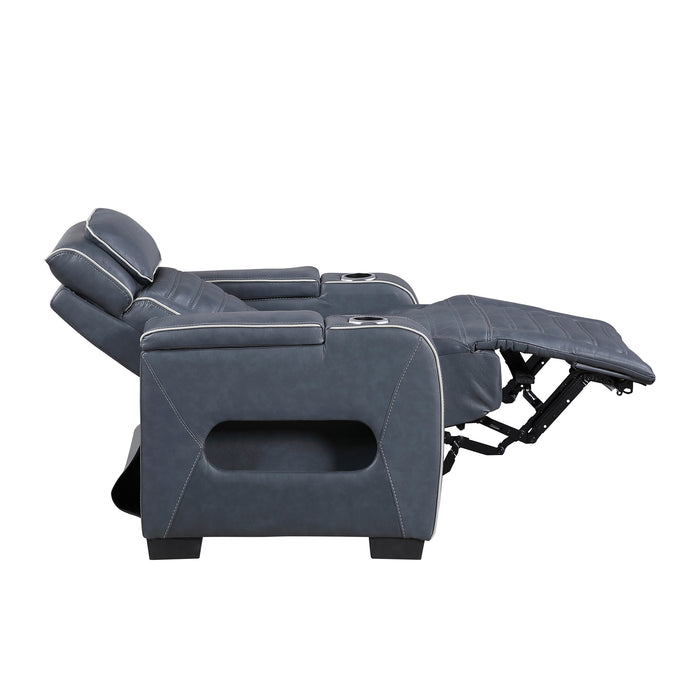 OakvillePark Elantra Leather Power Recliner with Power Headrest, Cup holder, Storage Arms(Top and Side), Air Massage, Heat, LED Lighting and Charging Ports
