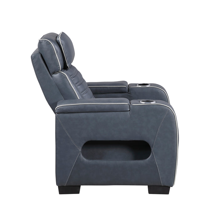 OakvillePark Elantra Leather Power Recliner with Power Headrest, Cup holder, Storage Arms(Top and Side), Air Massage, Heat, LED Lighting and Charging Ports