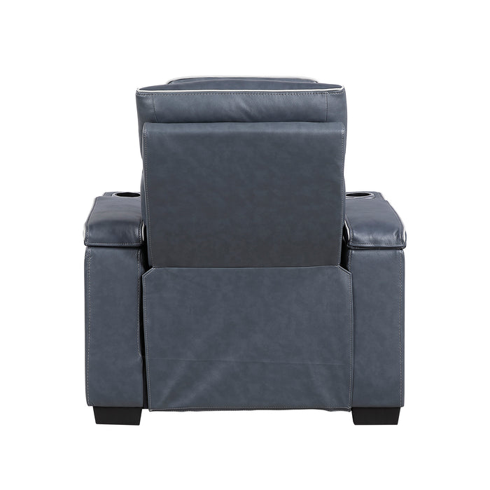 OakvillePark Elantra Leather Power Recliner with Power Headrest, Cup holder, Storage Arms(Top and Side), Air Massage, Heat, LED Lighting and Charging Ports