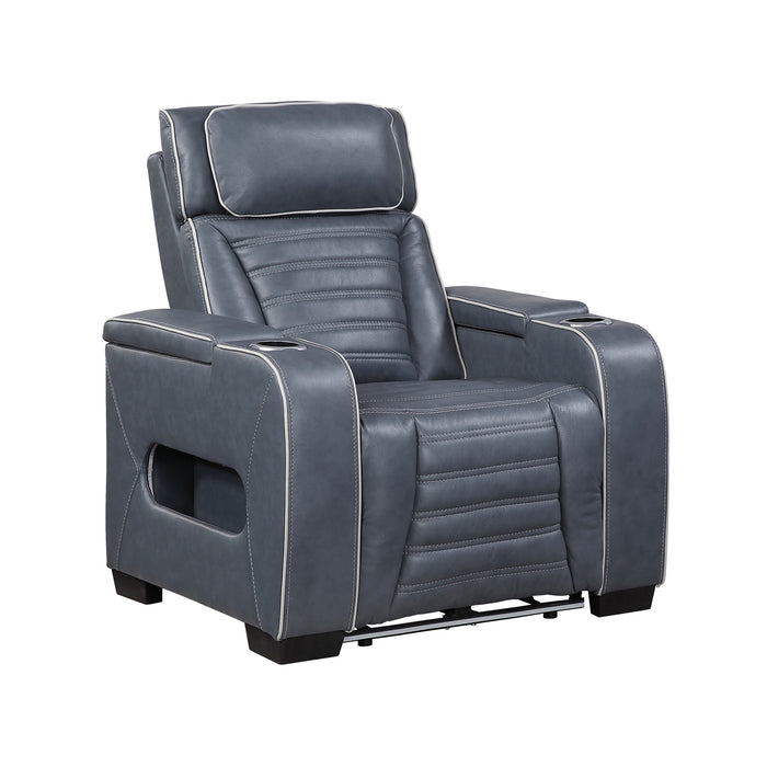 OakvillePark Elantra Leather Power Recliner with Power Headrest, Cup holder, Storage Arms(Top and Side), Air Massage, Heat, LED Lighting and Charging Ports