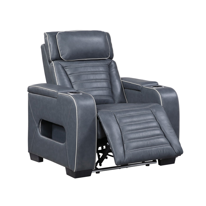 OakvillePark Elantra Leather Power Recliner with Power Headrest, Cup holder, Storage Arms(Top and Side), Air Massage, Heat, LED Lighting and Charging Ports
