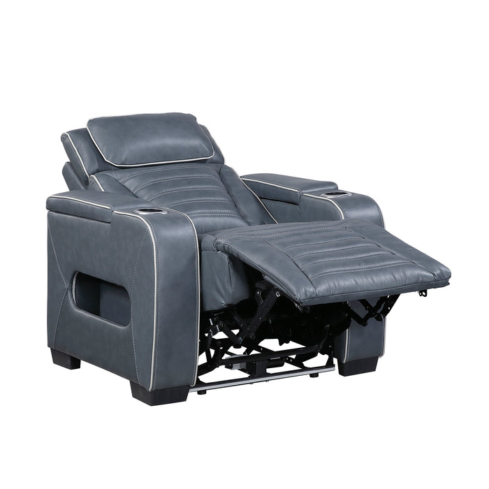 OakvillePark Elantra Leather Power Recliner with Power Headrest, Cup holder, Storage Arms(Top and Side), Air Massage, Heat, LED Lighting and Charging Ports