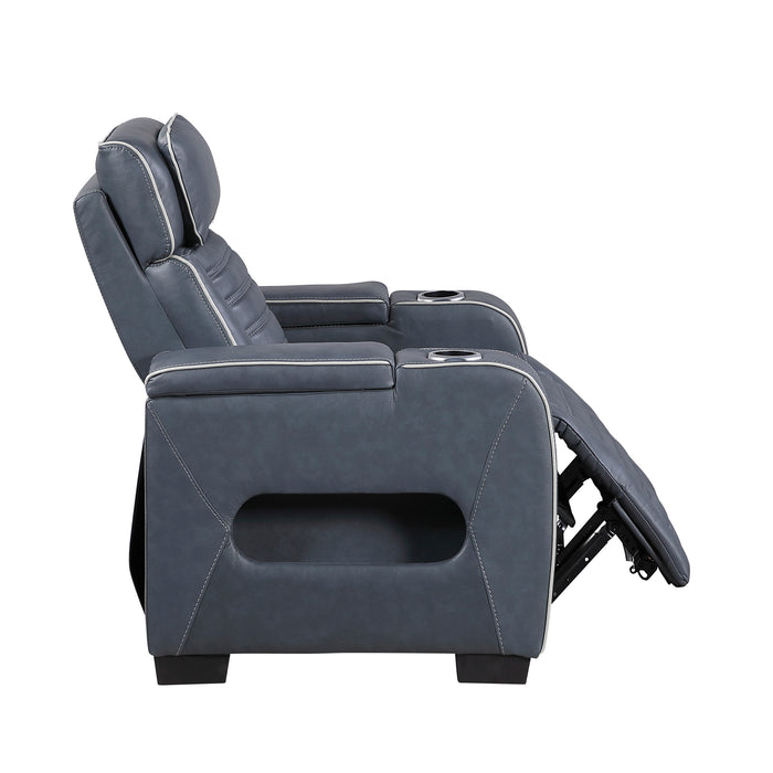 OakvillePark Elantra Leather Power Recliner with Power Headrest, Cup holder, Storage Arms(Top and Side), Air Massage, Heat, LED Lighting and Charging Ports