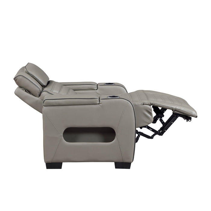 OakvillePark Elantra Leather Power Recliner with Power Headrest, Cup holder, Storage Arms(Top and Side), Air Massage, Heat, LED Lighting and Charging Ports