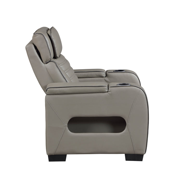 OakvillePark Elantra Leather Power Recliner with Power Headrest, Cup holder, Storage Arms(Top and Side), Air Massage, Heat, LED Lighting and Charging Ports