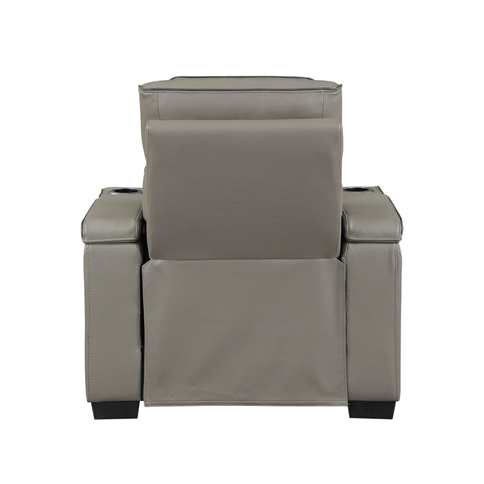 OakvillePark Elantra Leather Power Recliner with Power Headrest, Cup holder, Storage Arms(Top and Side), Air Massage, Heat, LED Lighting and Charging Ports