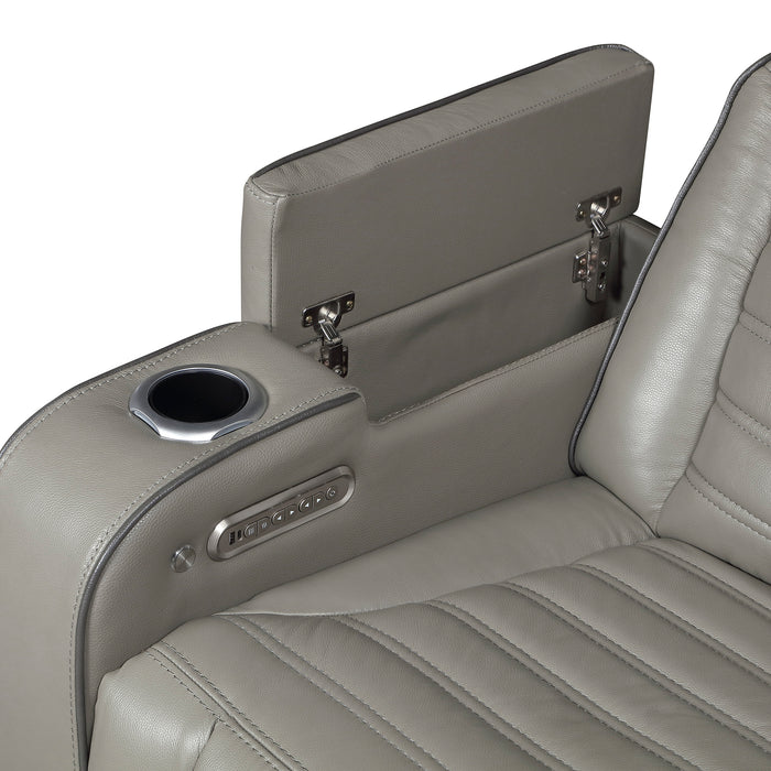 OakvillePark Elantra Leather Power Recliner with Power Headrest, Cup holder, Storage Arms(Top and Side), Air Massage, Heat, LED Lighting and Charging Ports