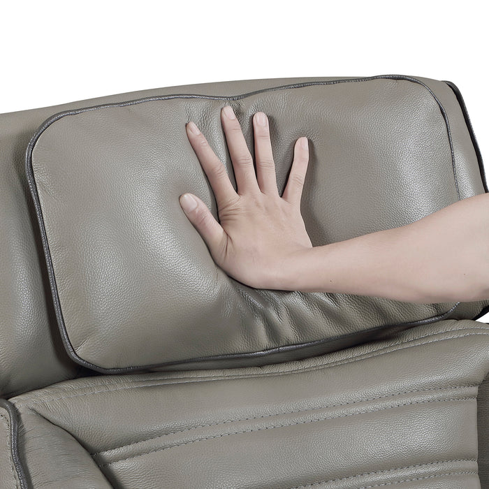 OakvillePark Elantra Leather Power Recliner with Power Headrest, Cup holder, Storage Arms(Top and Side), Air Massage, Heat, LED Lighting and Charging Ports