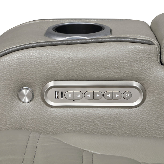 OakvillePark Elantra Leather Power Recliner with Power Headrest, Cup holder, Storage Arms(Top and Side), Air Massage, Heat, LED Lighting and Charging Ports