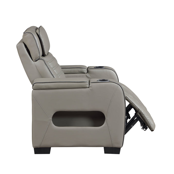 OakvillePark Elantra Leather Power Recliner with Power Headrest, Cup holder, Storage Arms(Top and Side), Air Massage, Heat, LED Lighting and Charging Ports