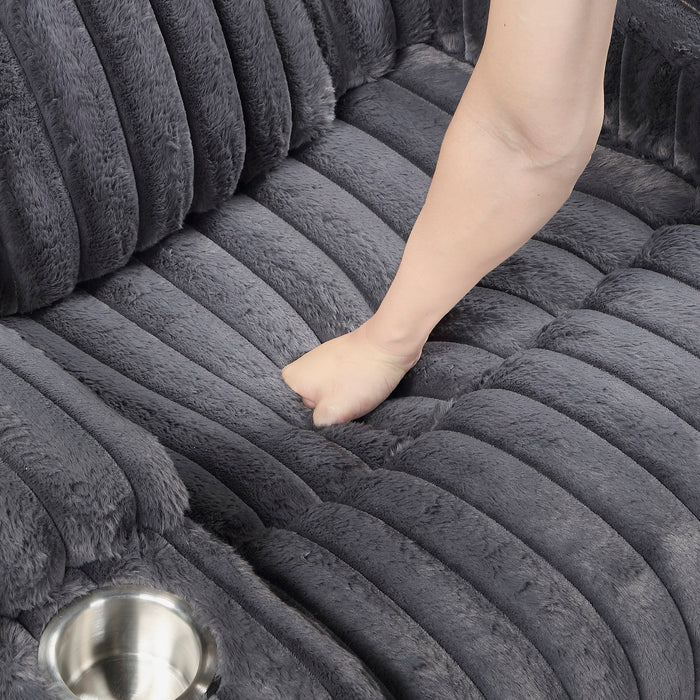 OakvillePark  Lumora Corduroy Manual Recliner with Cup Holders