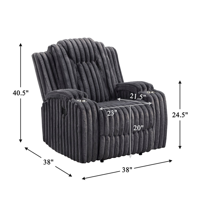 OakvillePark  Lumora Corduroy Manual Recliner with Cup Holders