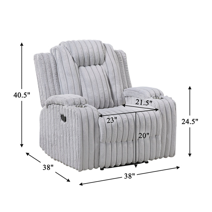OakvillePark  Lumora Corduroy Manual Recliner with Cup Holders