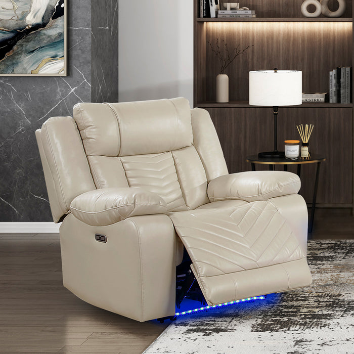 OakvillePark Orinthal Faux Leather Power Recliner with LED and Charging Ports