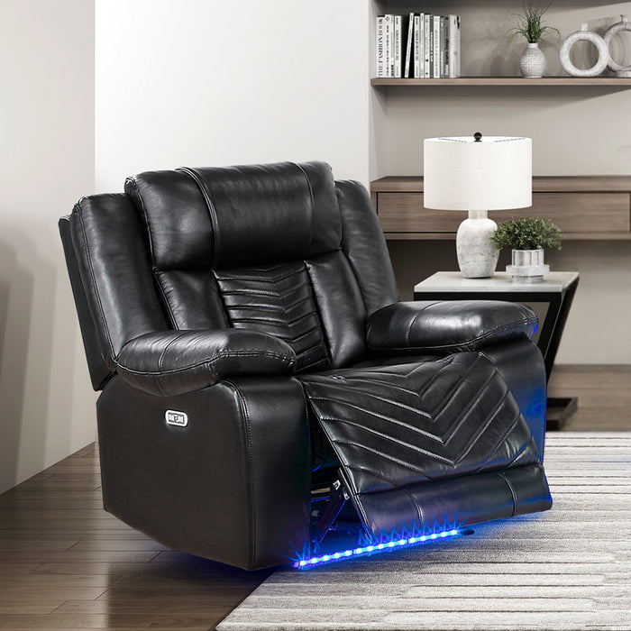 OakvillePark Orinthal Faux Leather Power Recliner with LED and Charging Ports