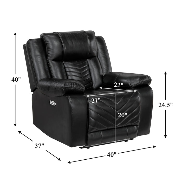 OakvillePark Orinthal Faux Leather Power Recliner with LED and Charging Ports