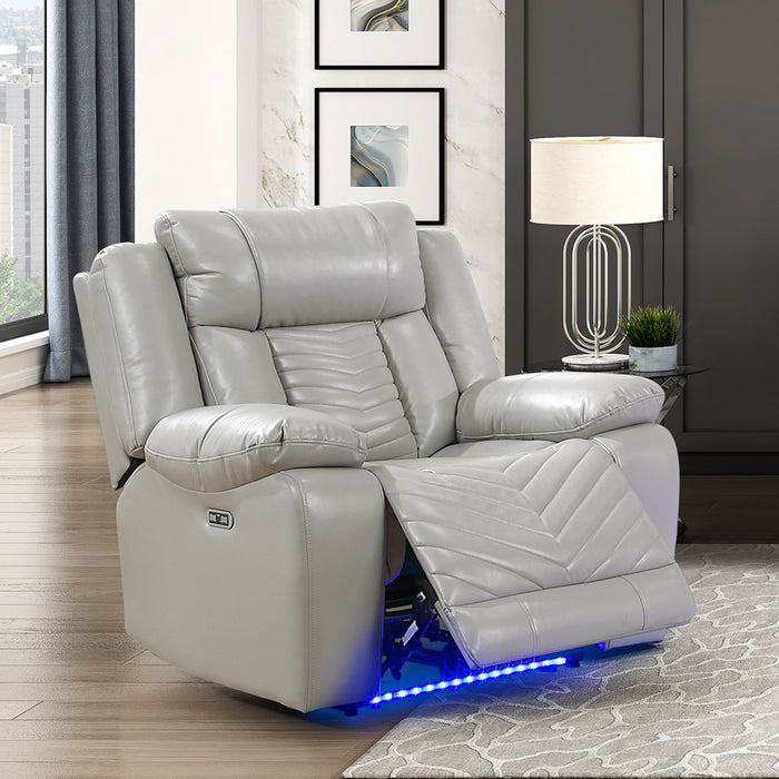 OakvillePark Orinthal Faux Leather Power Recliner with LED and Charging Ports