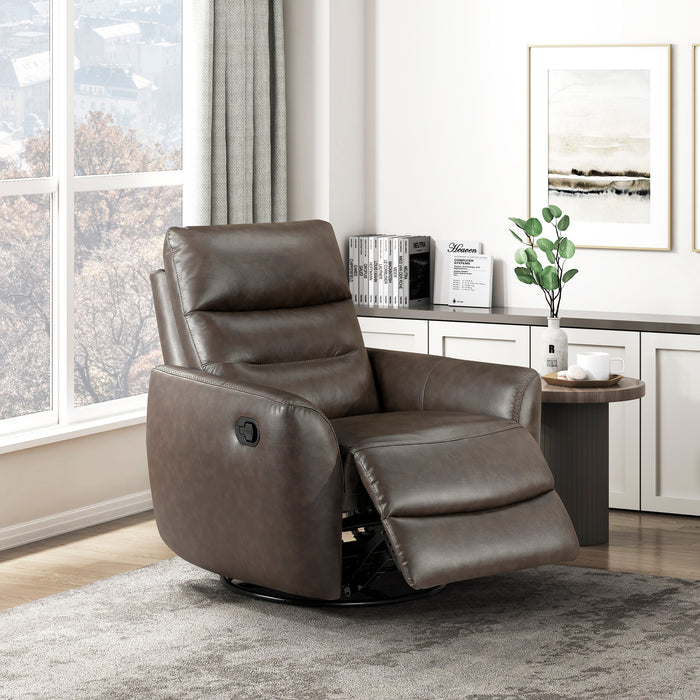 OakvillePark Ashwyn Bay Leather Manual Swivel Glider Recliner