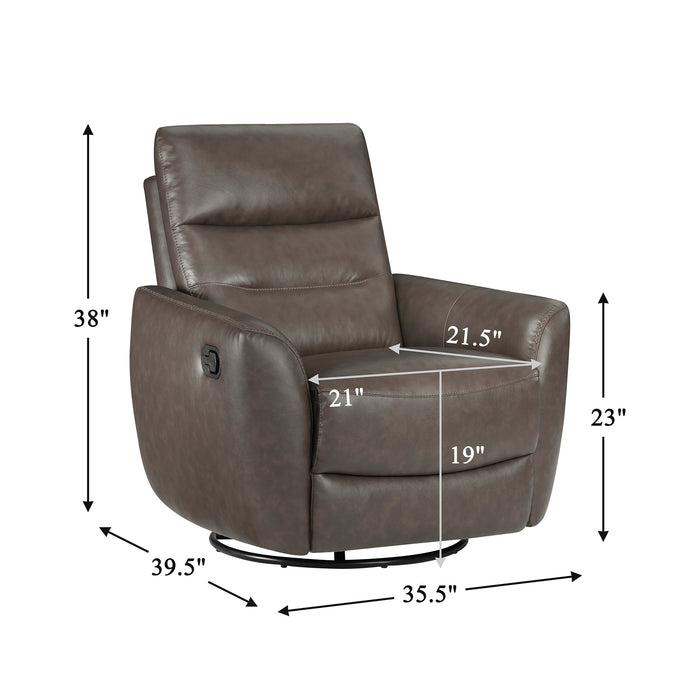 OakvillePark Ashwyn Bay Leather Manual Swivel Glider Recliner