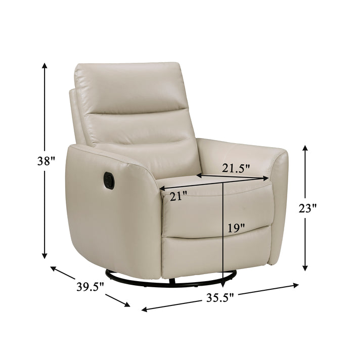 OakvillePark Ashwyn Bay Leather Manual Swivel Glider Recliner
