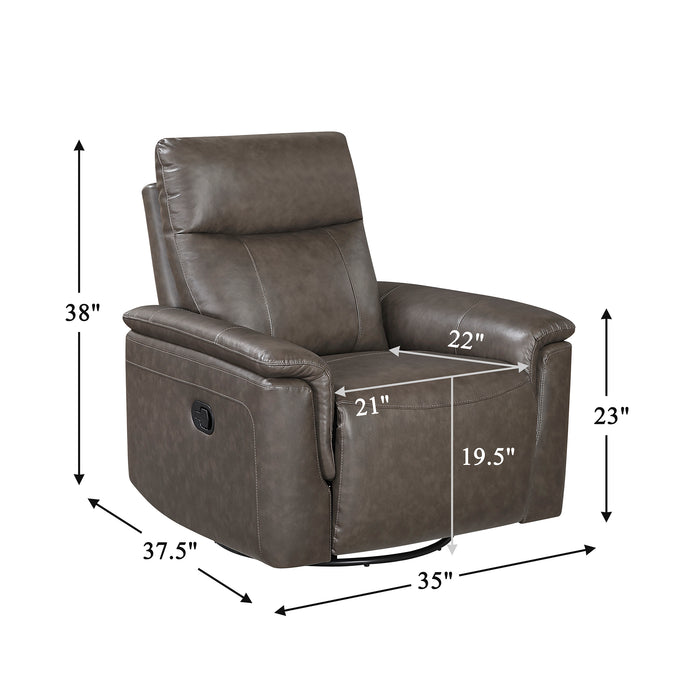 OakvillePark Wildfern Leather Manual Swivel Glider Recliner
