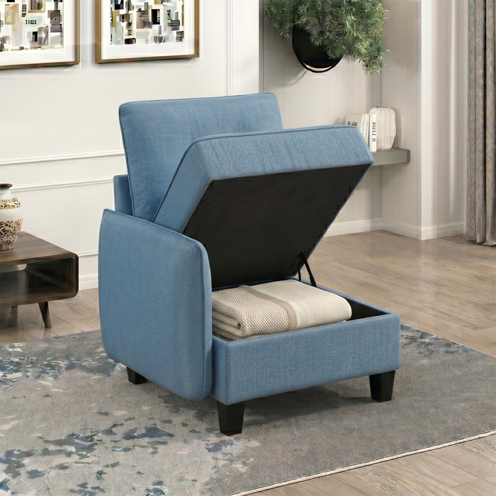OakvillePark Silvercross Textured Fabric Reversible Chair with One Arm and Storage