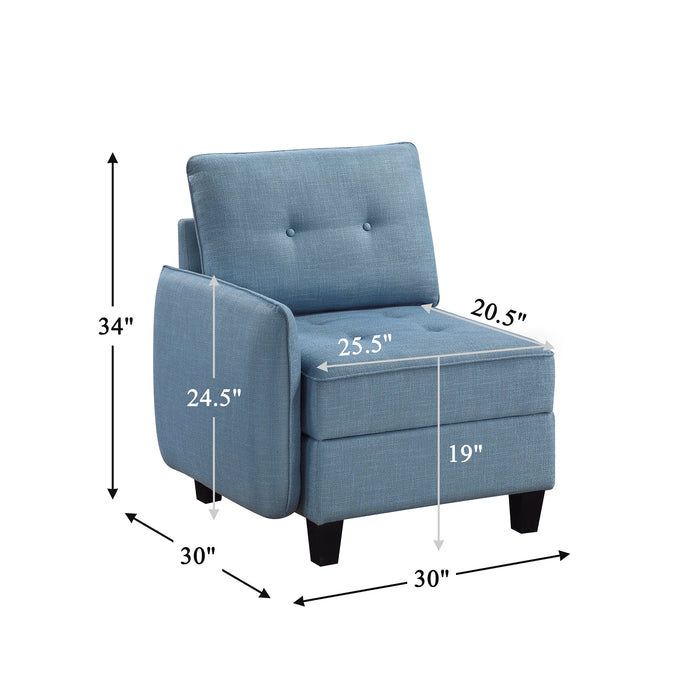 OakvillePark Silvercross Textured Fabric Reversible Chair with One Arm and Storage