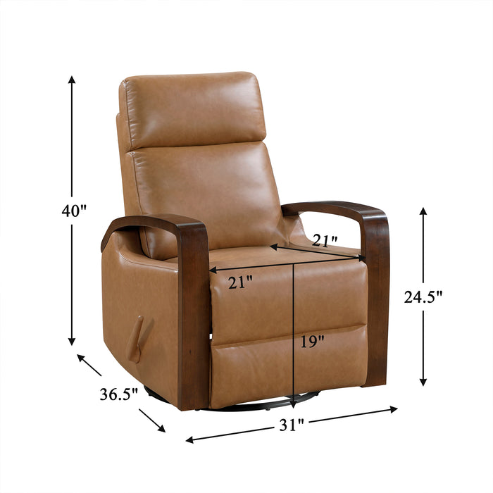 OakvillePark Vexa Faux Leather Manual Swivel Glider Recliner