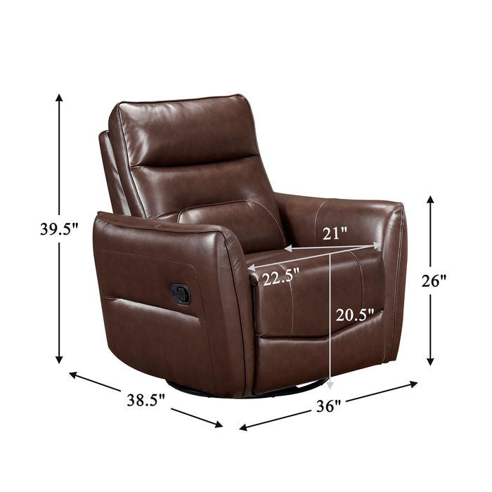 OakvillePark Pinebrae Leather Manual Swivel Glider Recliner