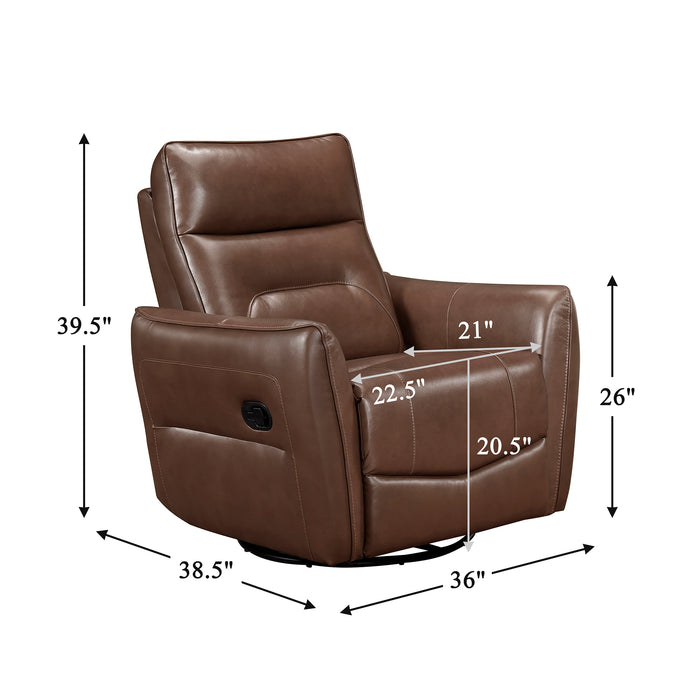 OakvillePark Pinebrae Leather Manual Swivel Glider Recliner